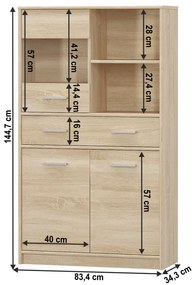 Dulap TEYO 2D1W1S, stejar sonoma
