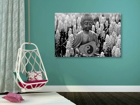 Tablou yin și yang Budha în design alb-negru