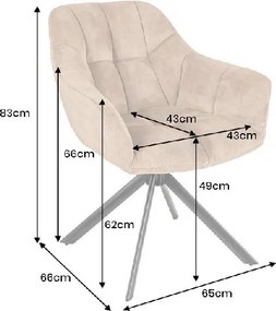 Set de 2 scaune pivotante PAPILLON catifea greige/ negru