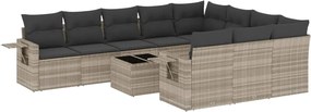 vidaXL Set canapele de grădină cu perne, 11 piese, gri, poliratan