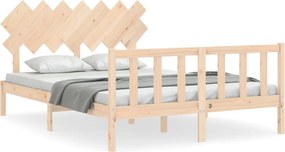 vidaXL Cadru de pat cu tăblie, king size, lemn masiv