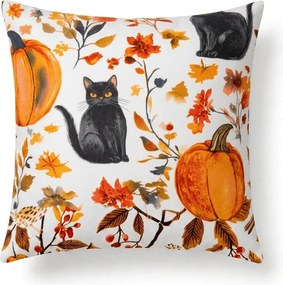 Husa pentru perna din microfibra CATS AND PUMPKINS 45x45 cm, colorat