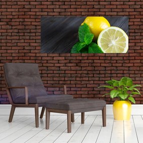 Tablou cu lămâie și mentă pe masă (120x50 cm)
