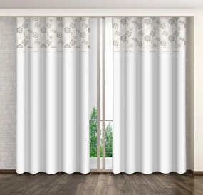 Draperie decorativă albă cu imprimare de flori bej Lățime: 160 cm | Lungime: 250 cm