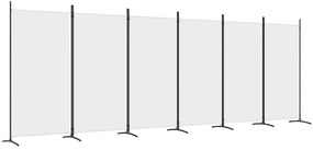 Paravan camera cu 6 panouri, alb, 520x180 cm, textil