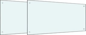 vidaXL Panou de bucătărie 2 pcs Alb 100 x 50 cm sticlă securizată