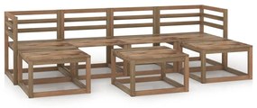 3067612 vidaXL Set mobilier de grădină, 7 piese, maro, lemn de pin tratat