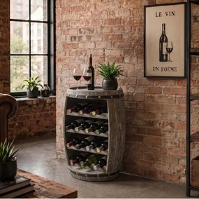 Raft pentru sticle- Bar design colonial Chateau 60cm natur