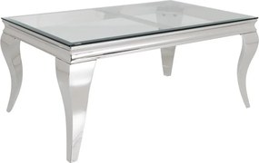 Masuta de cafea, Lemn de Tec, Sticla, Otel Crom, MODERN BAROCK BARRACUDA 100cm