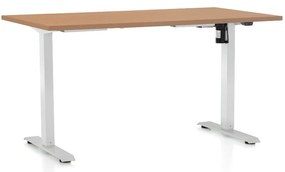 Masa inaltime reglabila OfficeTech A, 140 x 80 cm, bază albă, fag