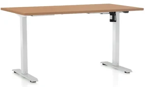 Masa inaltime reglabila OfficeTech A, 140 x 80 cm, bază albă, fag