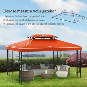 Outsunny Acoperiș de Înlocuire pentru Pavilionuri de Grădină 3x4m Poliester Culoare Cafea | Aosom Romania