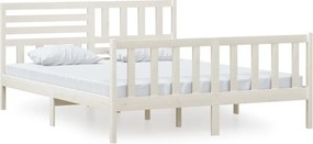 vidaXL Cadru de pat, alb, 160x200 cm, lemn masiv