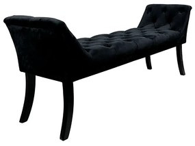 Bancă de design, ţesătură de catifea neagră / lemn, HEMY TYP 1