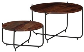 246015 vidaXL Set masă de cafea, 2 piese, lemn masiv de sheesham, 60 x 35 cm