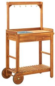 vidaXL Cărucior bucătărie grădină, 92x43,5x141,5 cm, lemn de acacia