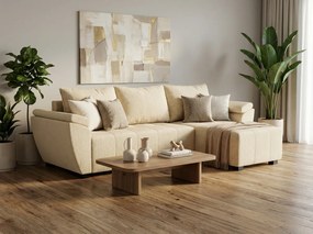 Set extensibil de colt dublu fata LIVARO 251x140 cm, crem