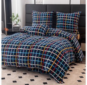 Lenjerie de pat microfleece GRID albastru inchis Dimensiunile lenjeriei: 2 buc 70 x 90 cm | 200 x 220 cm