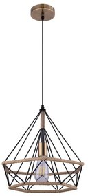 Pendul design industrial ULLEU negru, maro 38cm