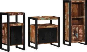 vidaXL Set de mobilier pentru baie cu raft 3 pcs Lemn recuperat masiv