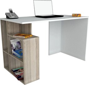 Birou LABRAN, alb/stejar, PAL melaminat, 120x60x74 cm