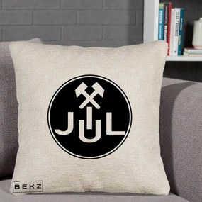 Perna Personalizata JUL Jiul Lupeni Fotbal, 40x40 cm, Bej Canapea, Husa Detasabila, Perna Inclusa, BEKZ®