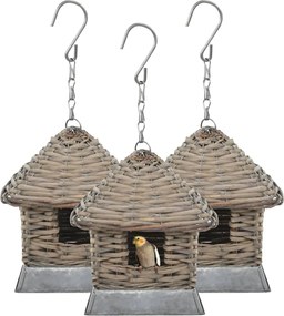 vidaXL Căsuțe de păsări, 3 buc., răchită
