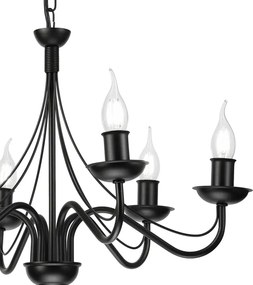 Candelabru cu lanț ANTON 6xE14/60W/230V, negru