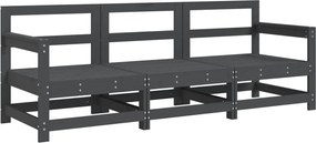 vidaXL Set mobilier de grădină, 3 piese, gri, lemn masiv de pin