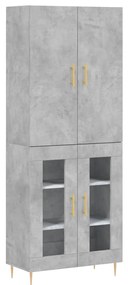 3195727 vidaXL Dulap înalt, gri beton, 69,5x34x180, lemn compozit