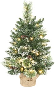 HOMCOM Pom de Crăciun Miniatural Pre-luminat 60 cm, Pom de Crăciun cu Zăpadă | Aosom Romania