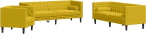 vidaXL Set canapele Chesterfield cu perne rulou 3 piese galben catifea