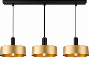 Lustră pe cablu HAKI 3xE27/60W/230V auriu/negru
