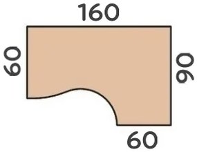 Masa ergonomica Impress 160 x 90 cm, dreapta, stejar sonoma
