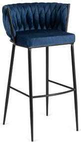 JAKS Scaun de bar Flores velvet albastru