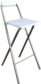Scaun pliabil pentru living, bucatarie si bar HouseXL™ White Folding High Chair, Inaltime 98 cm, Dimensiuni sezut 48X48 cm, Design ergonomic,