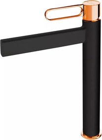 Baterie lavoar inalta FDesign Zaffiro monocomanda negru - rose gold