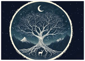 Tablou pe sticlă – Arbore magic cu cerb II. (70x50 cm)