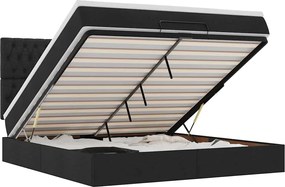 vidaXL Cadru de pat otoman cu saltea țesătură neagră 160x200cm