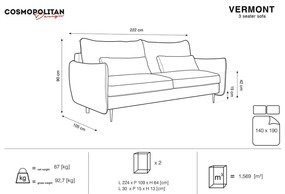 Canapea extensibilă cu spațiu de depozitare Cosmopolitan Design Vermont, bej