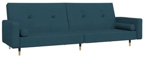 337332 vidaXL Canapea extensibilă cu 2 locuri, 2 perne, albastru, catifea