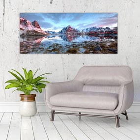 Tablou - Răsărit de soare deasupra Reine (120x50 cm)