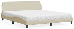 vidaXL Pat cu saltea, crem, 180x200 cm, textil
