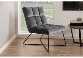 Fotoliu gri cu tapițerie din catifea Alba – Actona