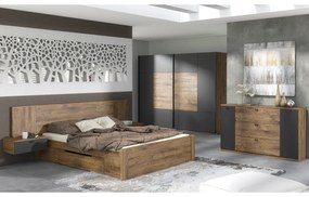 Set dormitor (pat 160x200 cm), stejar ribeck grafit inchis, ARMENY