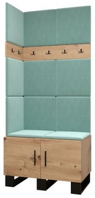 Set mobilier pentru hol Amanda 11 (Stejar artisan + verde). 1085949
