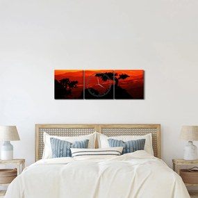 Tablou -Apus de soare (cu ceas) (90x30 cm)