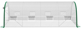 Outsunny Seră de Grădină Tunnel 18 m² dim. 6L x 3l x 2H m, 8 ferestre, Ușă cu fermoar rulabil, Oțel galvanizat, preț PE, Alb | Aosom Romania