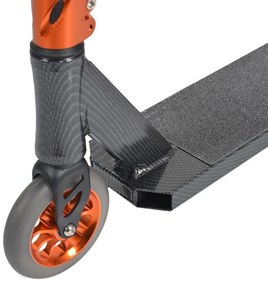 Trotineta Freestyle NOVOKIDS™ Rebel Stunter PRO, Maner 67 cm latime, Max 100 kg, Frana picior, Cadru si roti aluminiu, Diametru roata 120 mm, Negru