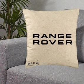 Perna Personalizata cu emblema Range Rover, 40x40 cm, Bej, Husa Detasabila, Perna Inclusa, BEKZ®